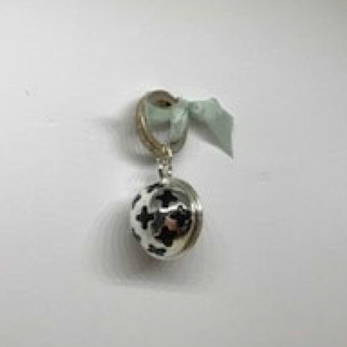 176 Silver Plated Baby Rattle with Silk Bow