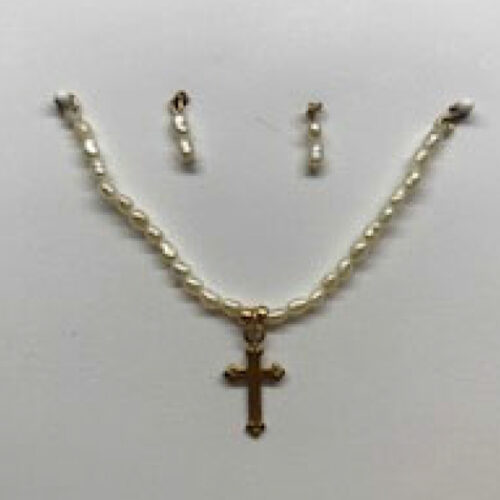 Water Pearl w/ Cross and Earrings
